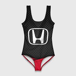 Купальник-боди 3D женский Honda: Grey Carbon, цвет: 3D-принт