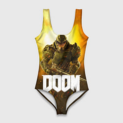 Купальник-боди 3D женский DOOM: Soldier, цвет: 3D-принт