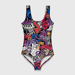 Женский купальник-боди Music collage