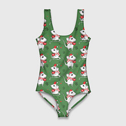 Купальник-боди 3D женский Мышата - паттерн, цвет: 3D-принт