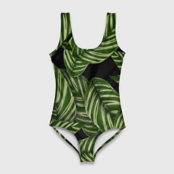 Женский купальник-боди Тропические большие листья