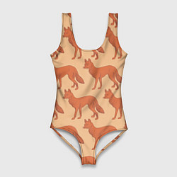 Купальник-боди 3D женский Лисья стая, цвет: 3D-принт