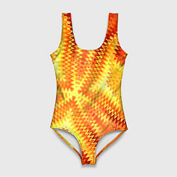 Купальник-боди 3D женский Желто-оранжевая абстракция, цвет: 3D-принт
