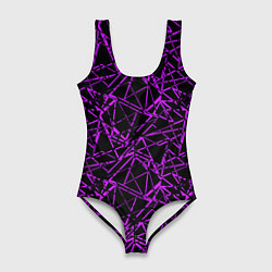 Женский купальник-боди Фиолетово-черный абстрактный узор