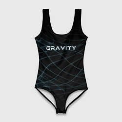 Купальник-боди 3D женский Gravity blue line theme, цвет: 3D-принт