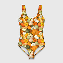 Купальник-боди 3D женский Тыквы Pumpkin, цвет: 3D-принт