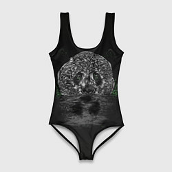 Купальник-боди 3D женский Отражение панды ночью, цвет: 3D-принт