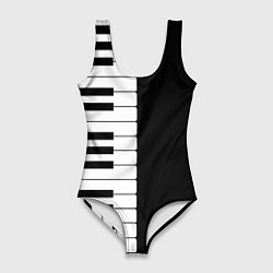 Купальник-боди 3D женский Черно-Белое Пианино Piano, цвет: 3D-принт