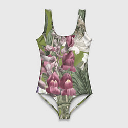 Женский купальник-боди Цветы Ностальгический Весенний Узор
