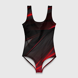 Женский купальник-боди Красно-черный фон