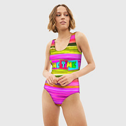 Купальник-боди 3D женский Game time Абстрактный полосатый узор, цвет: 3D-принт — фото 2