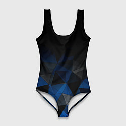 Купальник-боди 3D женский Черно-синий геометрический, цвет: 3D-принт