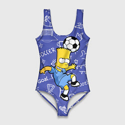 Женский купальник-боди Барт Симпсон бьёт футбольный мяч головой