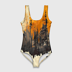 Купальник-боди 3D женский Гранжевый город, цвет: 3D-принт