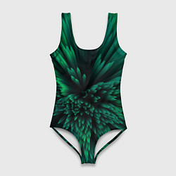 Женский купальник-боди Объёмные острые зелёные фигуры