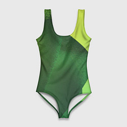 Купальник-боди 3D женский Зелёные абстрактные волны, цвет: 3D-принт