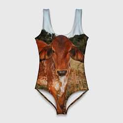 Женский купальник-боди Коровка на поле