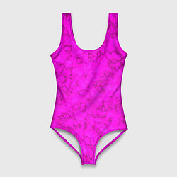 Купальник-боди 3D женский Розовый яркий неоновый узор с мраморной текстурой, цвет: 3D-принт