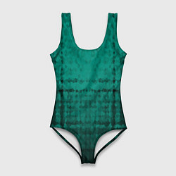 Купальник-боди 3D женский Мозаичный узор в черно -зеленых тонах, цвет: 3D-принт