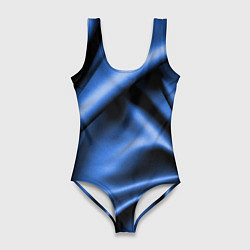 Купальник-боди 3D женский Складки гладкой синей ткани, цвет: 3D-принт