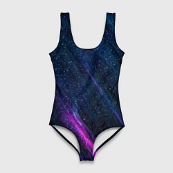 Женский купальник-боди Звёздное абстрактное фиолетовое небо