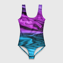 Женский купальник-боди Синий с фиолетовым размытый абстрактный узор