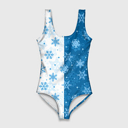 Женский купальник-боди Красивые снежинки