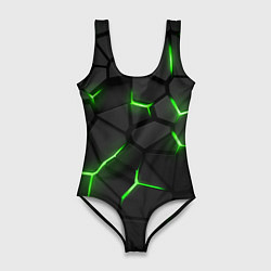 Купальник-боди 3D женский Green neon steel, цвет: 3D-принт