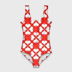 Женский купальник-боди Четырехлистный клевер красный