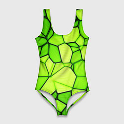 Женский купальник-боди Неоновые салатовые осколки