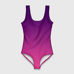 Купальник-боди 3D женский Фиолетово малиновый градиент, цвет: 3D-принт