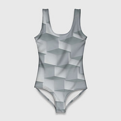 Женский купальник-боди Серое множество объёмных блоков