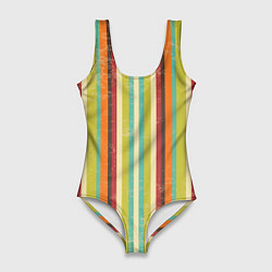 Женский купальник-боди Абстрактное множество разноцветных полос