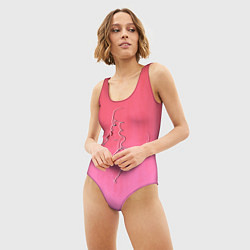 Купальник-боди 3D женский Девушка с помадой, цвет: 3D-принт — фото 2