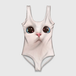 Купальник-боди 3D женский Милый кот с большими глазами, цвет: 3D-принт