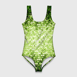 Женский купальник-боди Геометрическое зелёное искажение в пространстве