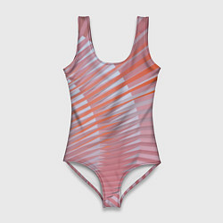 Купальник-боди 3D женский Абстрактные розовые волнообразные линии, цвет: 3D-принт