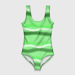 Купальник-боди 3D женский Зеленые волны, цвет: 3D-принт
