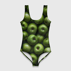 Купальник-боди 3D женский Сочная текстура из зеленых яблок, цвет: 3D-принт
