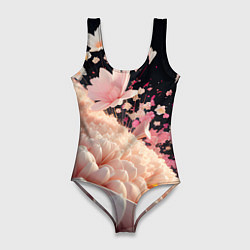 Женский купальник-боди Множество розовых цветов