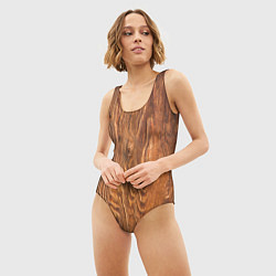 Купальник-боди 3D женский Текстура дерева, цвет: 3D-принт — фото 2