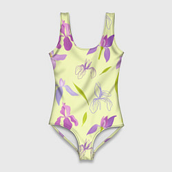 Женский купальник-боди Фиолетовые лилии