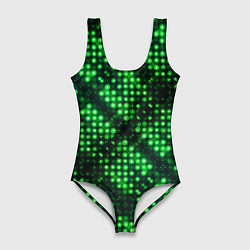 Женский купальник-боди Яркие зеленые точки