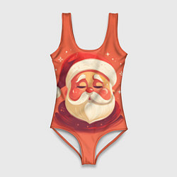Купальник-боди 3D женский Портрет Деда Мороза, цвет: 3D-принт
