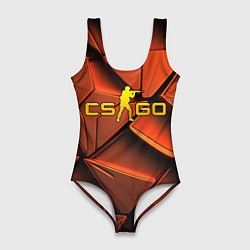 Купальник-боди 3D женский CSGO orange logo, цвет: 3D-принт