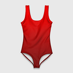 Купальник-боди 3D женский Градиент красный тёмный, цвет: 3D-принт