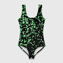 Купальник-боди 3D женский Green pixel, цвет: 3D-принт