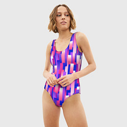 Купальник-боди 3D женский Прямоугольники и полоски с градиентами, цвет: 3D-принт — фото 2