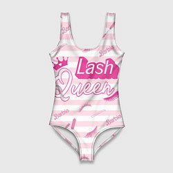 Купальник-боди 3D женский Lash queen - pink Barbie pattern, цвет: 3D-принт