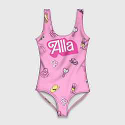 Женский купальник-боди Алла - в стиле ретро барби: аксессуары на розовом